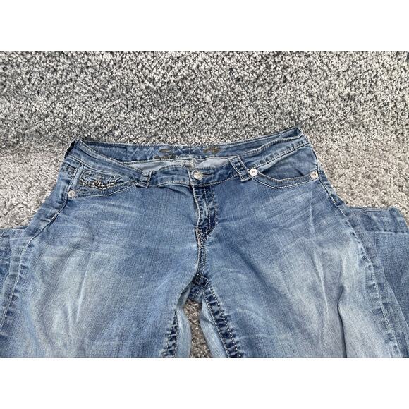 Seven 7 Jeans Womens 32 Blue Straight Denim Stretch Medium Wash Casual - Picture 1 of 9